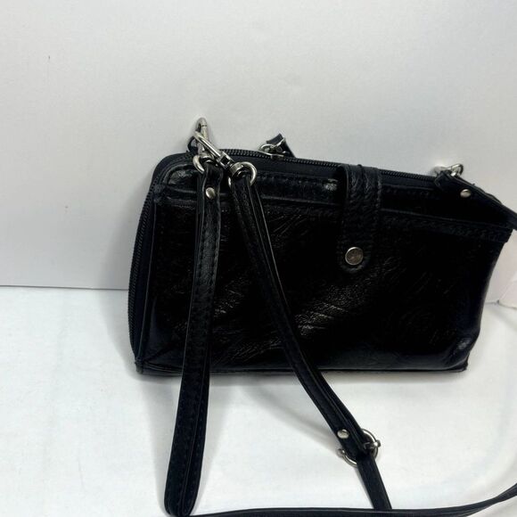 The Sak Iris Leather Floral Crossbody Bag Phone Black Wallet Womens Designer - Picture 7 of 11